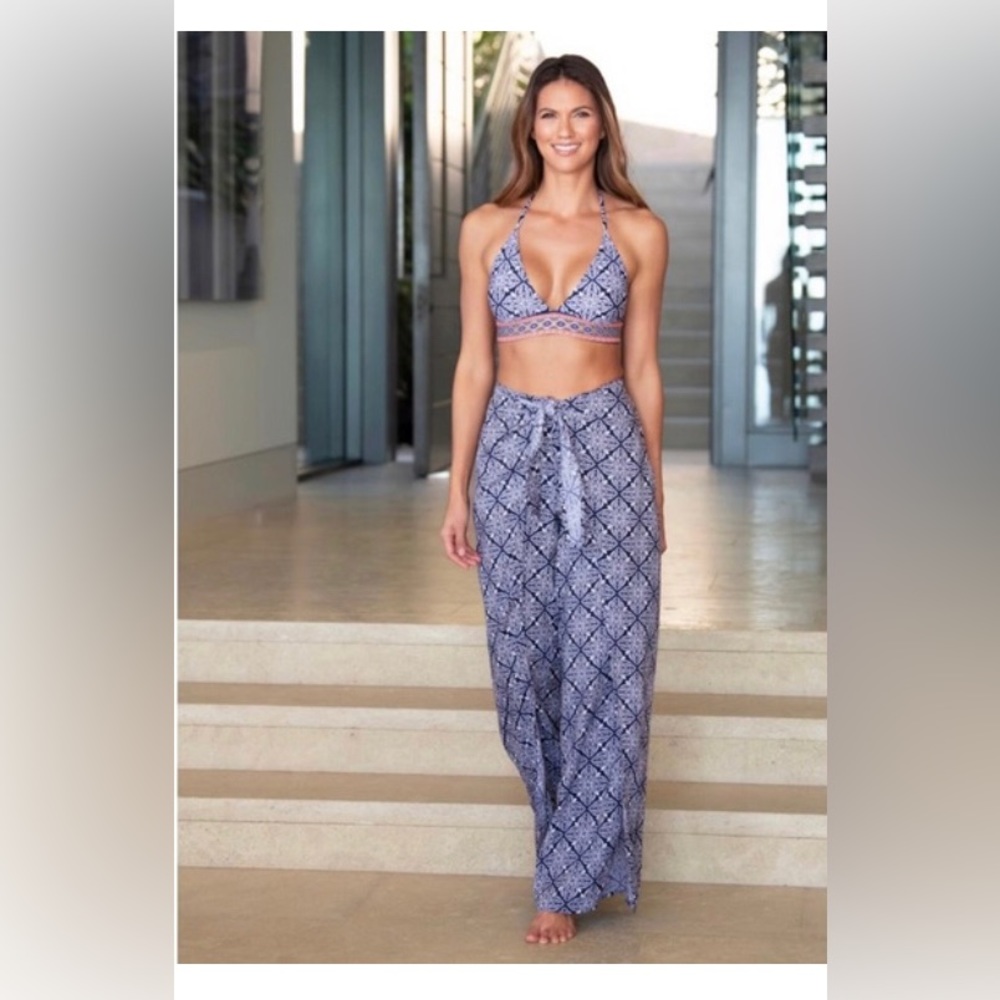 La Blanca Mandala front tie coverup pants, BNWT